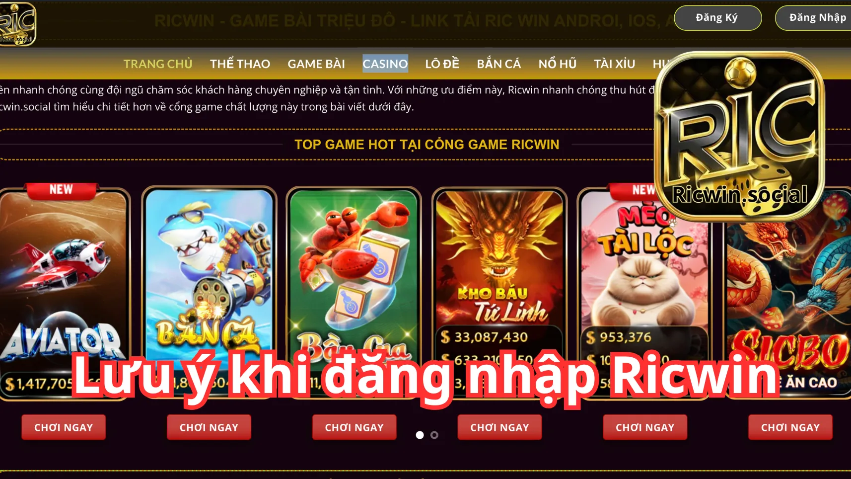 Những yêu cầu Ricwin cần cược thủ lưu ý khi đăng nhập nhà cái